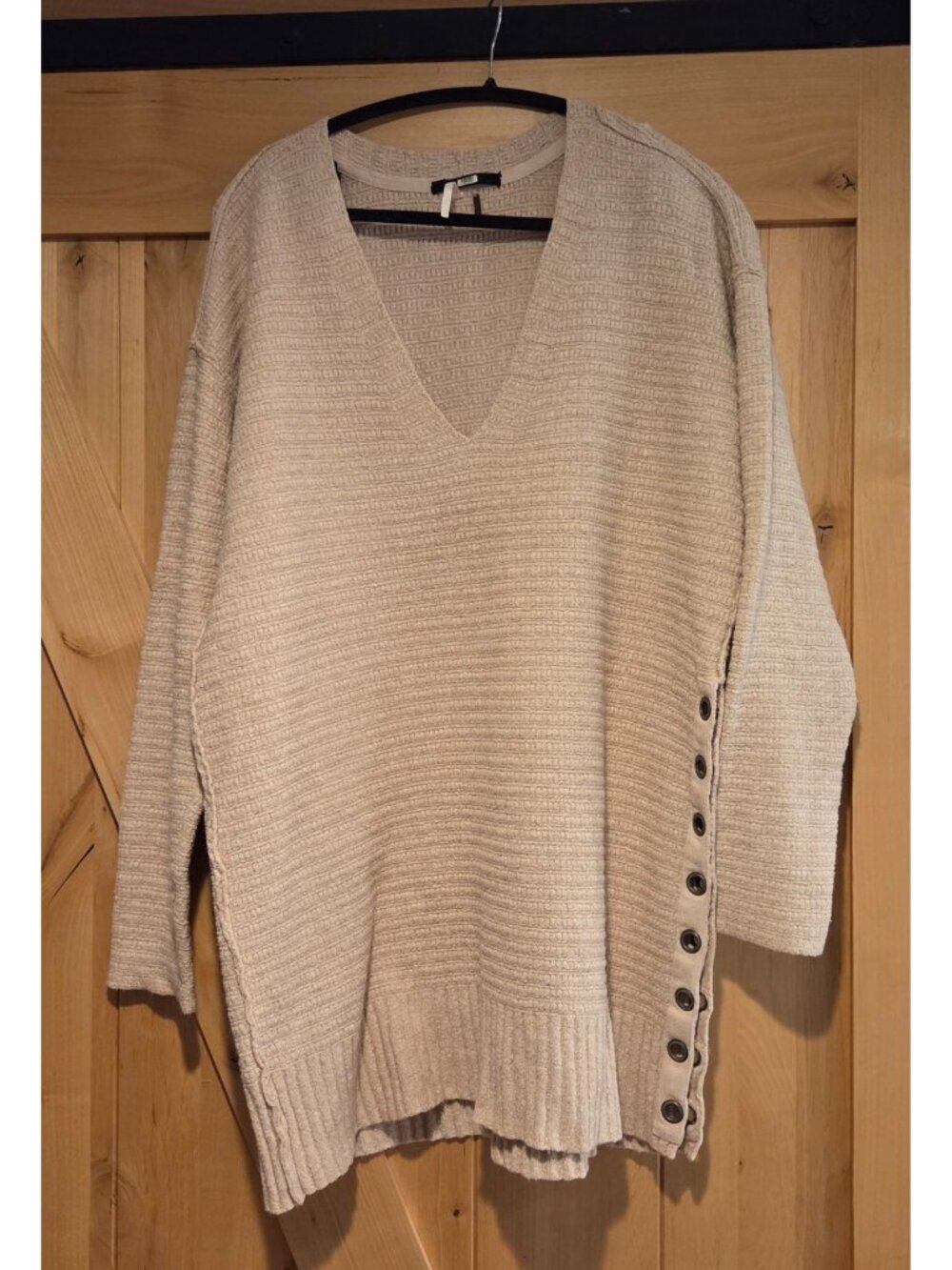 Free People Size M Heart It Laces Sweater Tunic Waffle Baby Pink *No Laces*